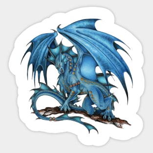 Powerful Blue Dragon Art Sticker